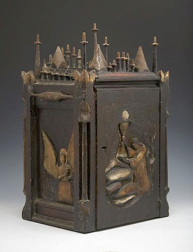 18th/19th c Portuguese colonial carved wood tabernacle