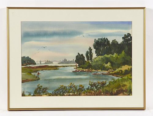 Louis W. Dessauer Painting, View Of Bay Bridge