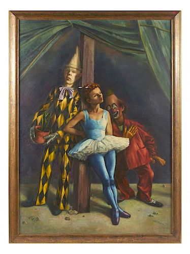 Max Heimann Painting, The Suitors, (Clowns)