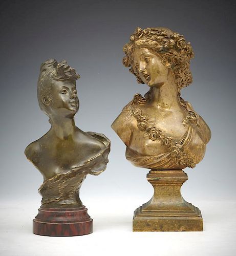 2 French bronzes: busts of women