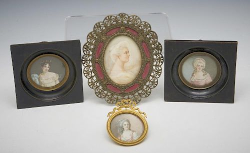 4 Portrait miniatures of women