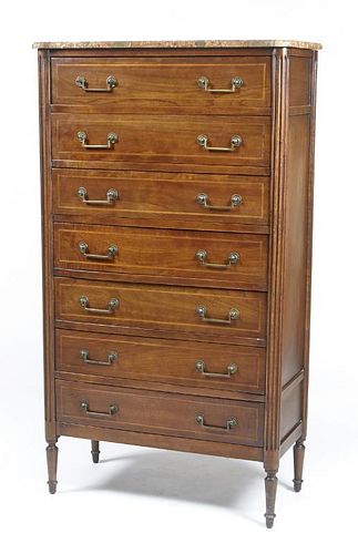 French walnut chest of drawers
