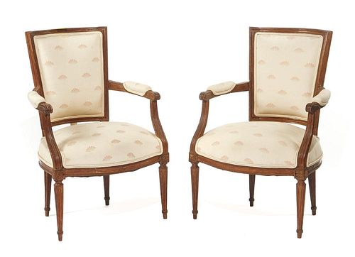 Pair of French open armchairs, early 19th c