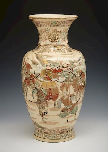 Japanese satsuma baluster vase, 19 1/2"h