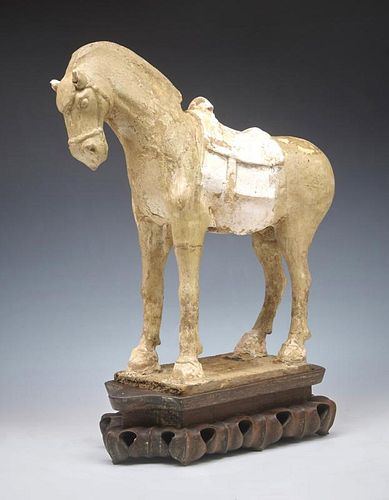 Antique Tang Style Pottery Horse, 16" tall