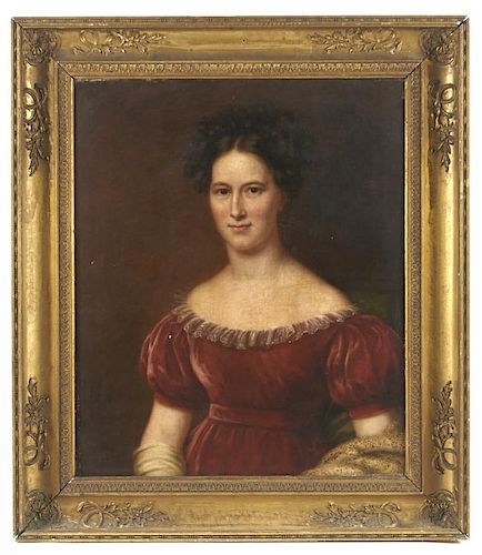 American School, O/C, portrait of Elizabeth Woodbury