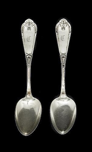 2 Vanderslice coin silver spoons, gargoyle pattern
