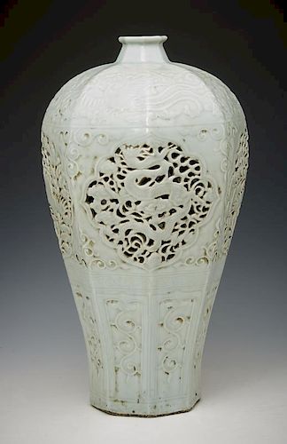 Chinese Large Reticulated Baluster Vase.