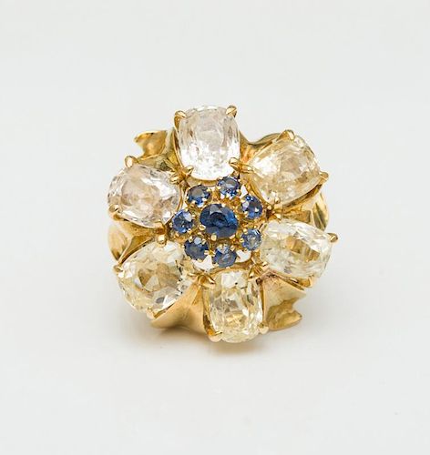 VAN CLEEF & ARPELS 18K GOLD AND SAPPHIRE "PASSE-PARTOUT" RING