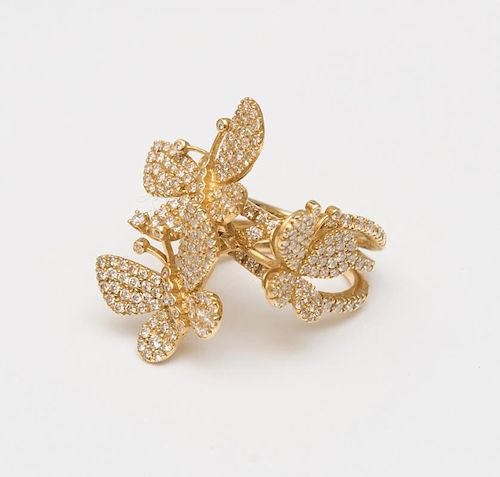 18K GOLD AND DIAMOND BUTTERFLY RING