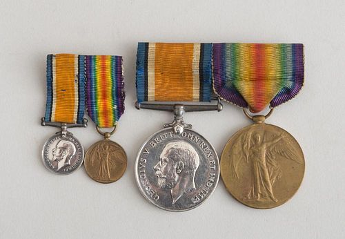 TWO SPINK AND SONS WORLD WAR I DOUBLE MEDAL WITH JOINED RIBBONS