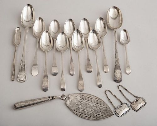 GROUP OF FIFTEEN GEORGIAN AND LATER SILVER SERVING ARTICLES