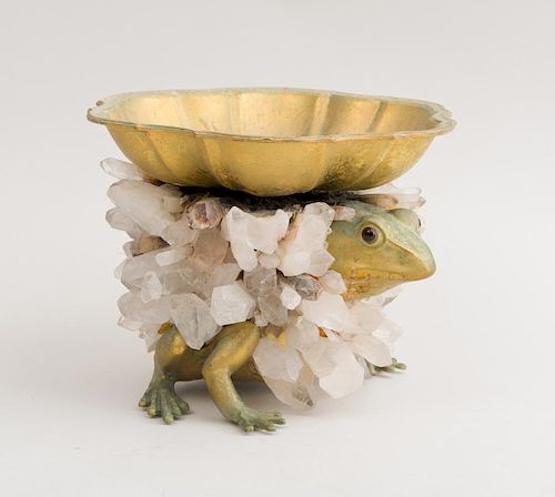 ENGLISH GILT-METAL AND ROCK CRYSTAL FROG COMPOTE, DESIGNED BY ANTHONY REDMILE