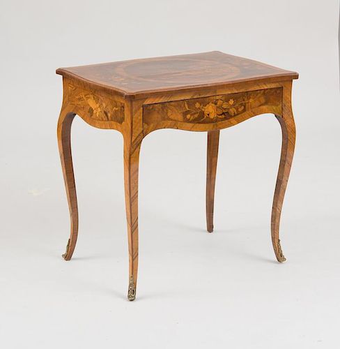 FINE GERMAN ROCOCO ORMOLU-MOUNTED KINGWOOD, TULIPWOOD AND WALNUT MARQUETRY CENTER TABLE, ATTRIBUTED TO ABRAHAM AND DAVID ROEN