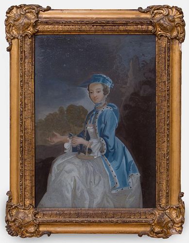 CONTINENTAL SCHOOL: SEATED WOMAN IN BLUE
