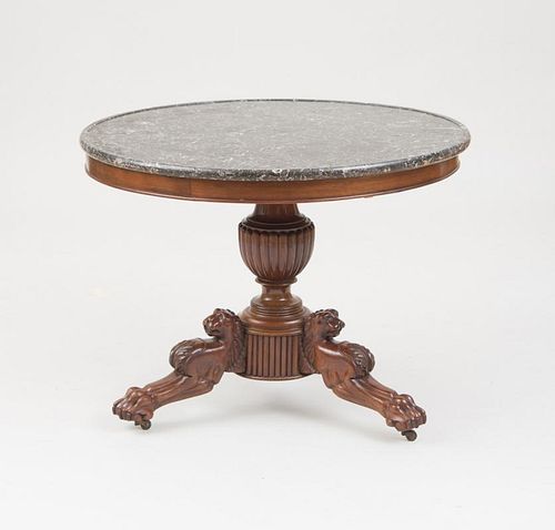 CHARLES X CARVED MAHOGANY CENTER TABLE