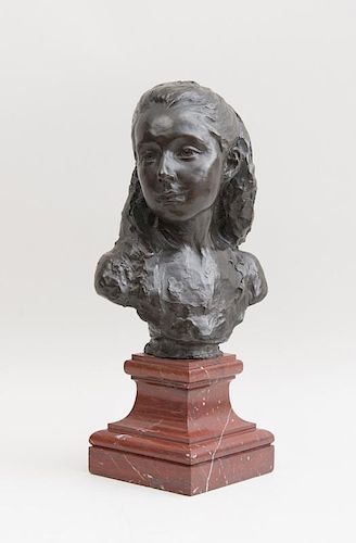 JULES DALOU (1838-1902): BUST OF A GIRL