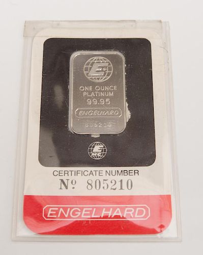 UNITED STATES, Engelhard, one ounce platinum 
ingot (.995 fine), as issued