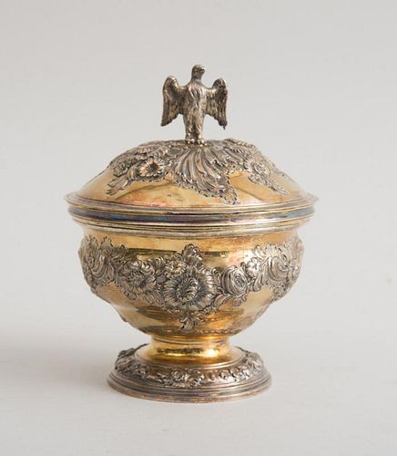 GEORGE II SILVER-GILT SUGAR BOWL AND COVER