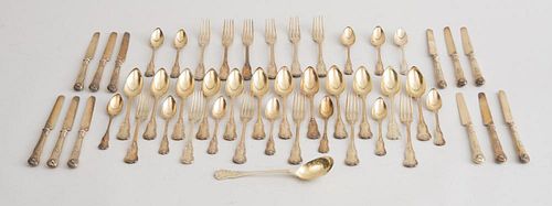 GROUP OF FRENCH SILVER-GILT FLATWARE, IN THE 'KINGS PATTERN'