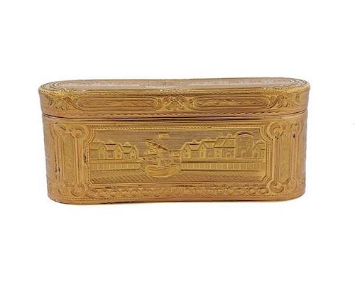 Antique Louis XVI Chased 18k Gold Marine Box