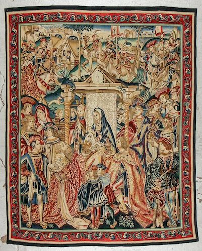 Adoration of Maggi, Silk and Wool Tapestry