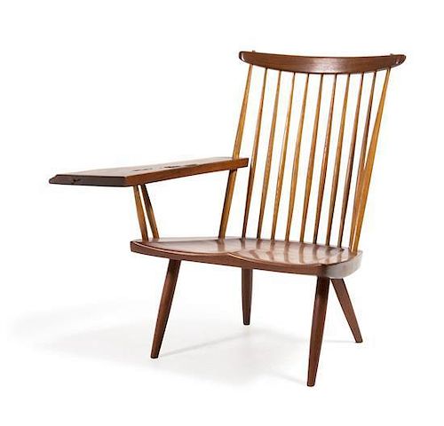* George Nakashima, (Japanese/American, 1905-1990), lounge chair with free edge arm, 1984