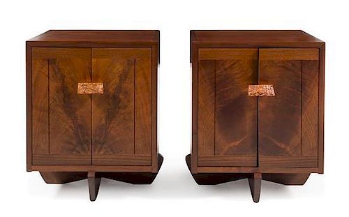 * George Nakashima, (Japanese/American, 1905-1990), a rare pair of Kornblut cabinets, executed in a custom size with finished