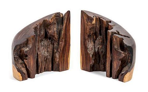 Don S. Shoemaker, (American/Mexican, 1920-1990), a pair of Cocobolo wood bookends