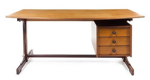 * Danish, c.1960, partner's desk, with three drawers