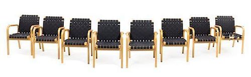 Alvar Aalto (Finnish, 1898-1976), ARTEK, c. 1950, a set of 8 armchairs, model no. 45