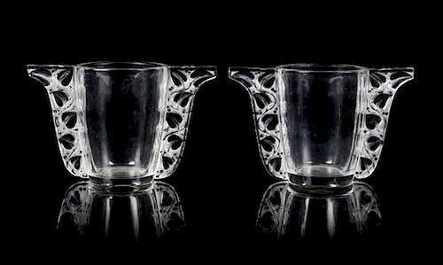 Rene Lalique, (French, 1860-1945), a pair of Honfleur vases, model no. 994