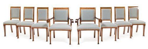 Art Deco, HUNGARY, 1930s, a set of 8 dining chairs, comprising 2 arm and 6 sides