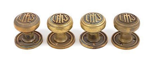 Clarence Hatzfeld, (American, 1873-1945), a set of four interior monogrammed door knobs from the Logan Square Masonic Temple,