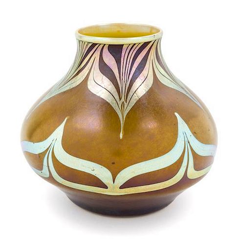 * Trevaise, USA, EARLY 20TH CENTURY, a glass vase, with pulled feather decoration