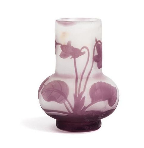 * Emile Galle, (French, 1846-1904), a cameo glass cabinet vase, with violet decoration