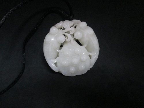 OLD Chinese White Jade PENDANT with Fish,  5.5 cm x 1.9 cm