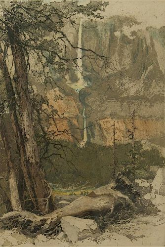 Luigi Kasimir Etching, "Yosemite Falls"