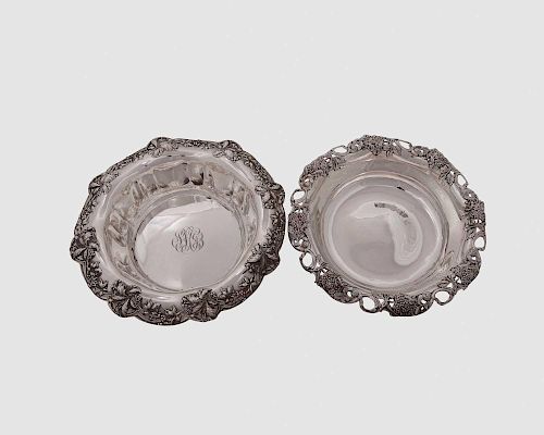 Two TIFFANY & COMPANY Serving Bowls, with pierced grape cluster and vine rims