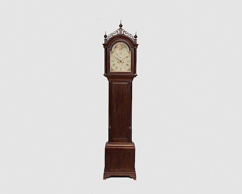 Simon Willard Mahogany Inlaid Tall Case Clock, ca 1800