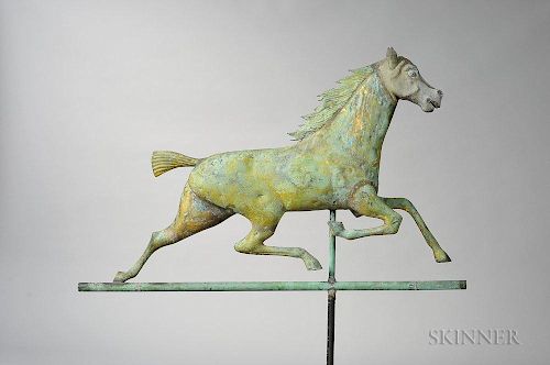 Large Molded Copper and Cast Zinc Running Horse Weathervane