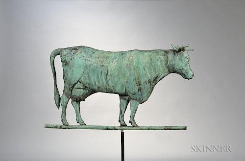 Large Molded Sheet Copper Cow Weathervane