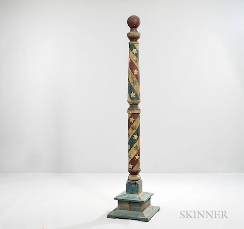 Turned and Polychrome Painted Barber Pole