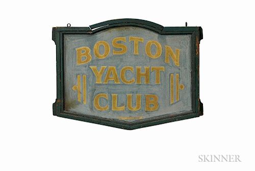 Painted and Gilt-lettered Double-sided "BOSTON YACHT CLUB" Sign