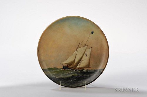 Antonio Nicolo Gasparo Jacobsen (New York/New Jersey/Denmark, 1850-1921)      Pilot Boat No. 9 Painted on a Plate