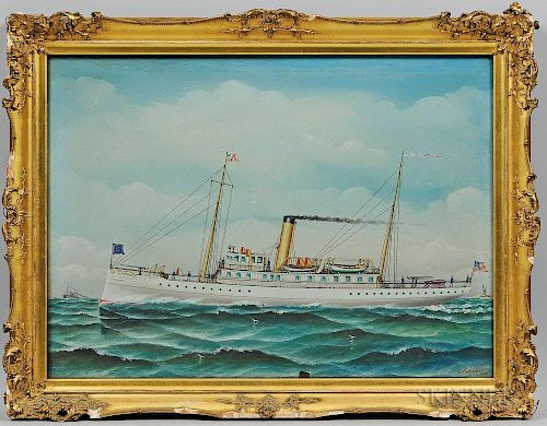 Otto Muhlenfeld (American, 1871-1907)      Steamer at Sea