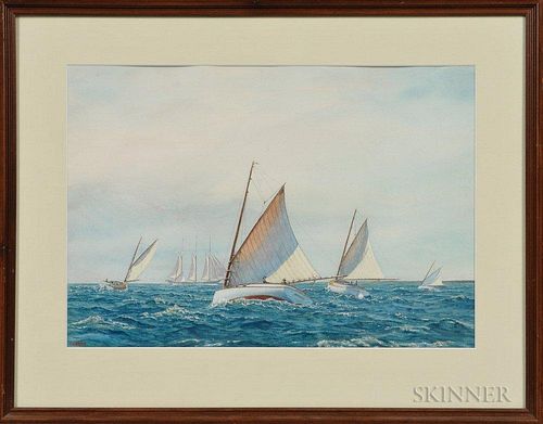 William Dennis Stille (Massachusetts, 1947-1998)      A Catboat Race