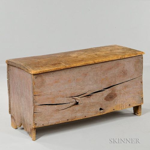Early Pine Chip-carved Six-board Chest