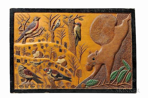 Relief-carved, Incised, and Polychrome Decorated Panel