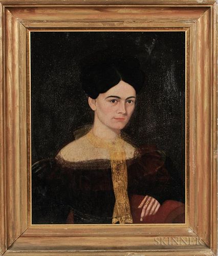 American School, 19th Century      Portrait of a Woman with a Yellow Scarf